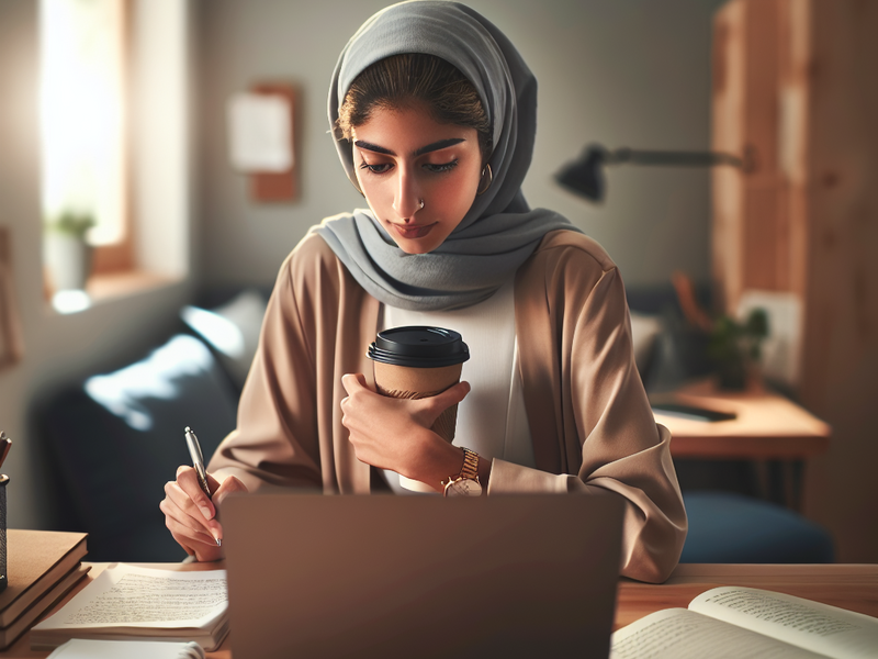 Estudante organizando rotina