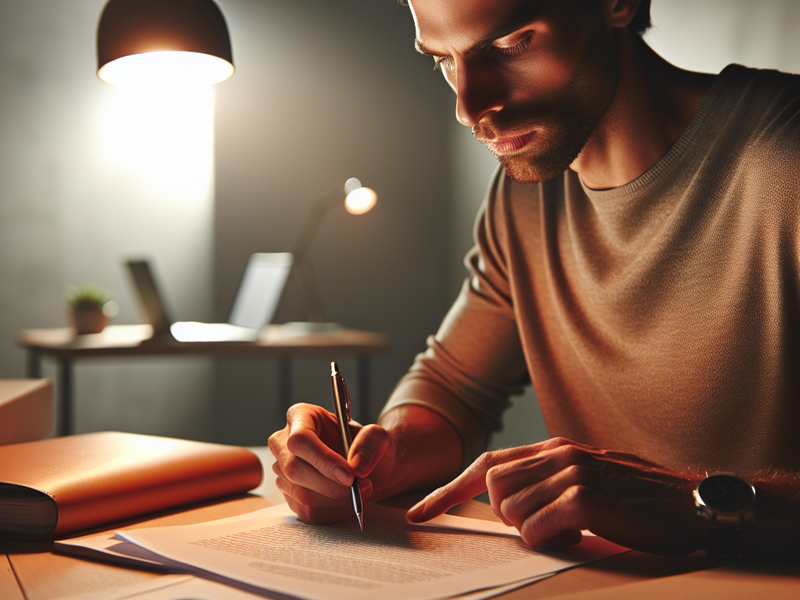 Pessoa destacando pontos importantes em um documento