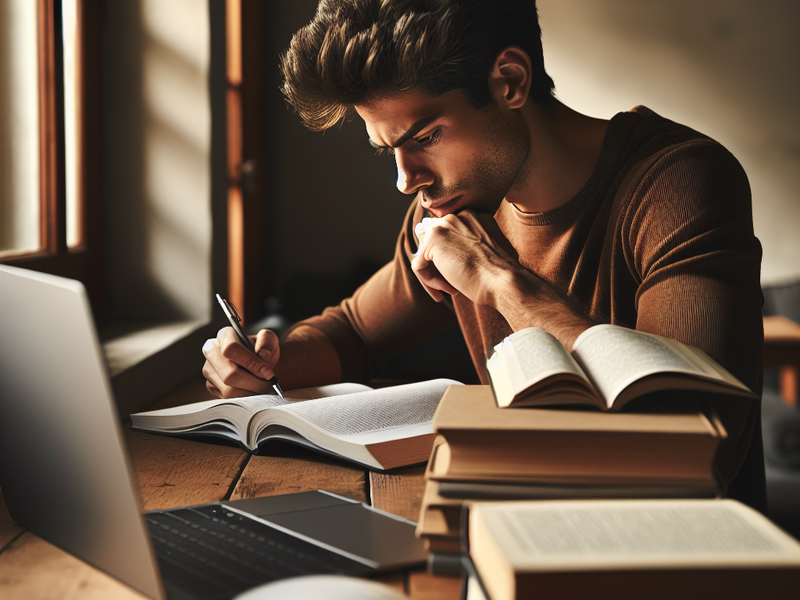 Estudante resolvendo questões de concurso