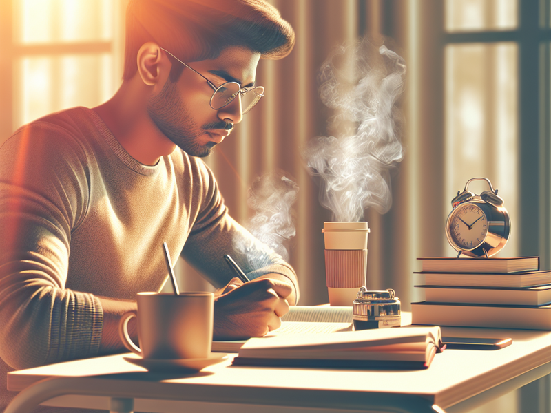 Estudante focado utilizando o método Pomodoro