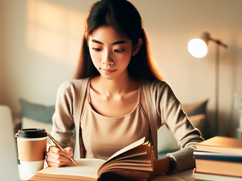 Estudante focado em seu ambiente de estudo
