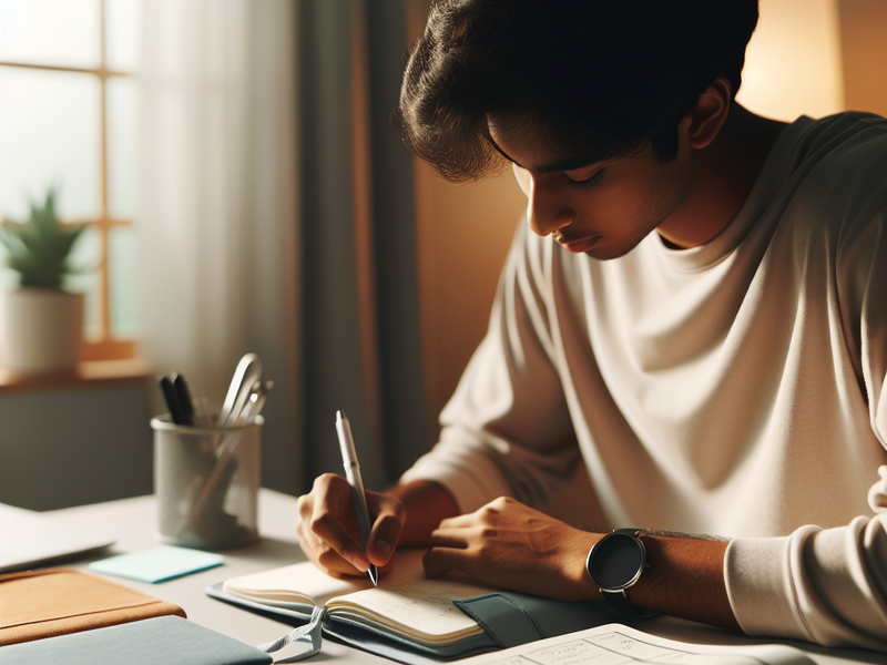 Estudante planejando cronograma