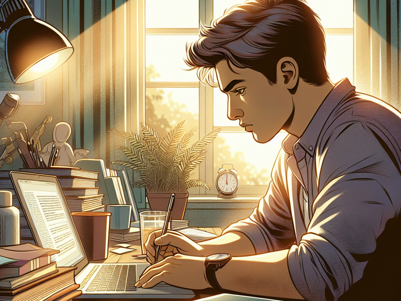 Pessoa estudando em casa