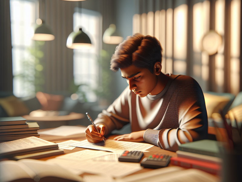 Estudante realizando simulado