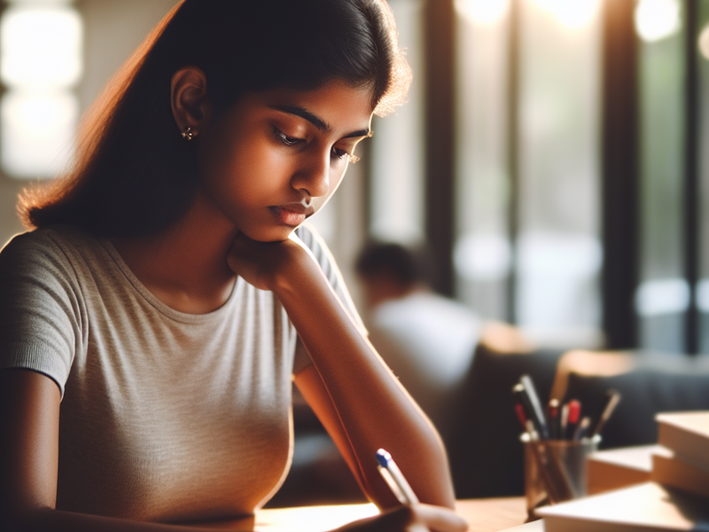 Pessoa resolvendo questões de prova